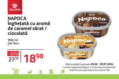 Înghețată cu aromă de caramel sărat și ciocolată Napoca