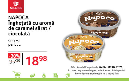 Înghețată cu aromă de caramel sărat și ciocolată Napoca