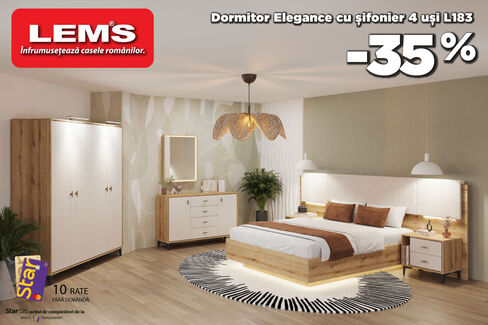 -35% la noul dormitor Elegance cu finisaj alb sidef perlat