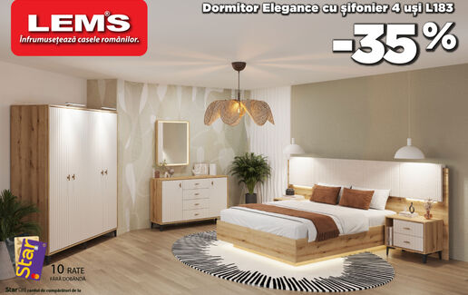 -35% la noul dormitor Elegance cu finisaj alb sidef perlat