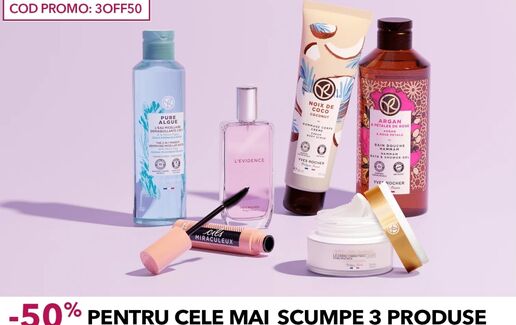 -50% la cele mai scumpe 3 produse Yves Rocher