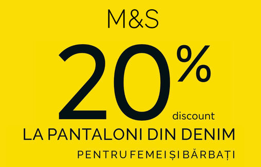 20% discount la pantaloni din denim