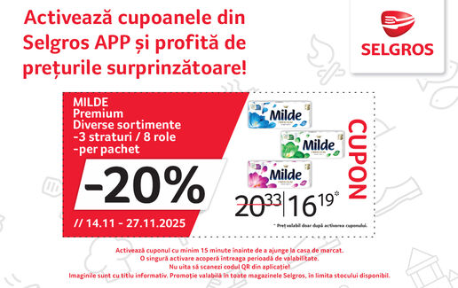 20% reducere la hârtia igienică Milde