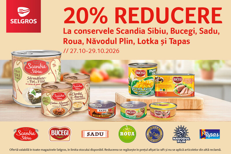 Ofertă 20% reducere la o selecție de conserve - Selgros