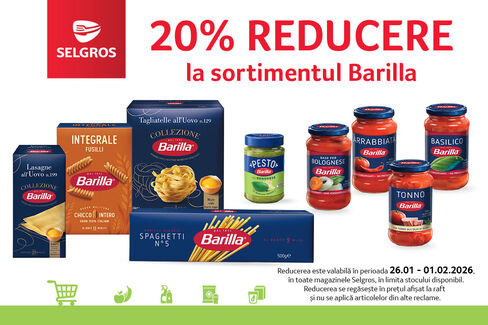 20% reducere la tot sortimentul Barilla