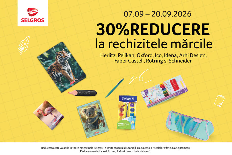 30% reducere la rechizitele selectate