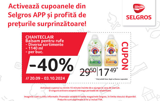 40% reducere la balsamul pentru rufe Chanteclair