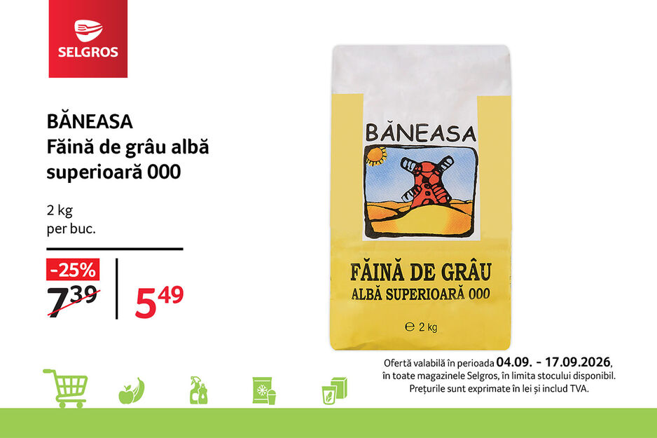 Băneasa făină de grâu albă superioară 000