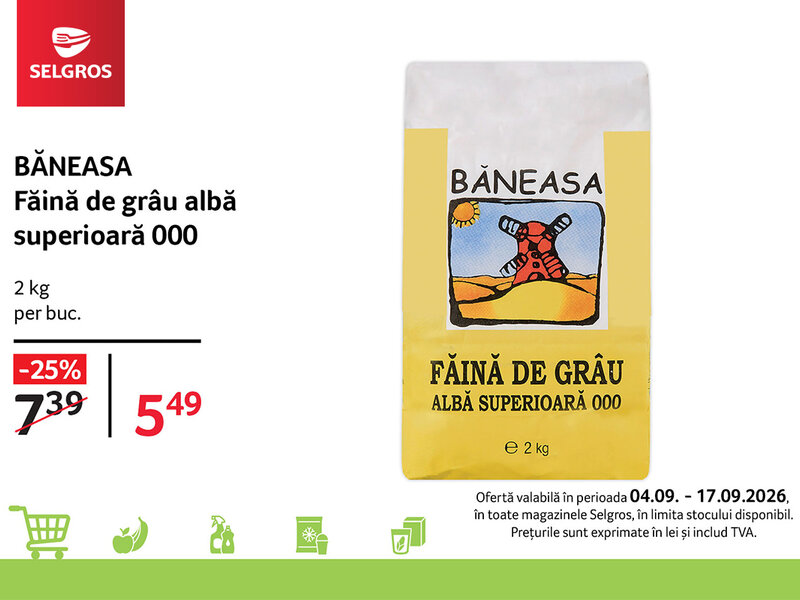 Ofertă Băneasa făină de grâu albă superioară 000 - Selgros