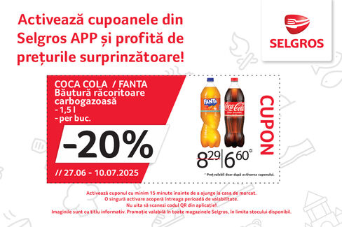 Băuturi răcoritoare Coca-Cola sau Fanta