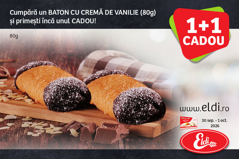 Ofertă BATON CU CREMA DE VANILIE 1+1 CADOU - Eldi Brutaria