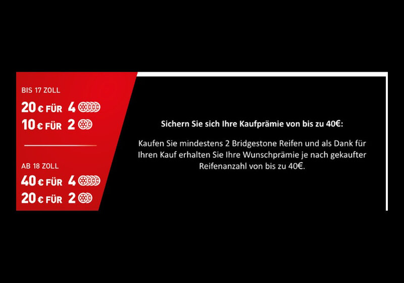 Ofertă Bridgestone - bis zu 40€ Prämie sichern - Reifendirekt.de