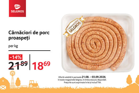 Cârnăciori de porc proaspeți
