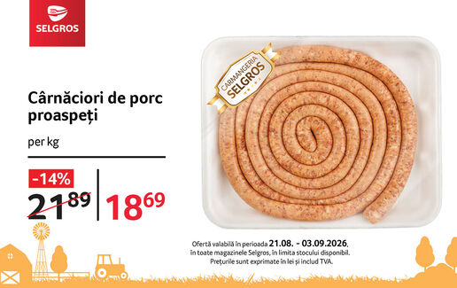 Cârnăciori de porc proaspeți