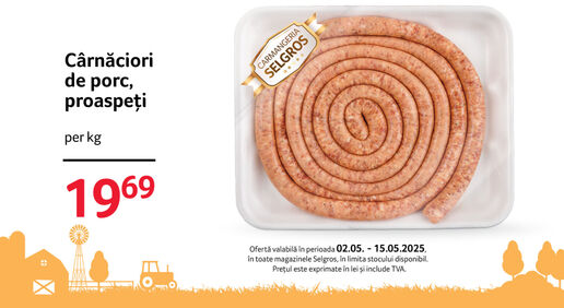 Cârnăciori de porc proaspeți
