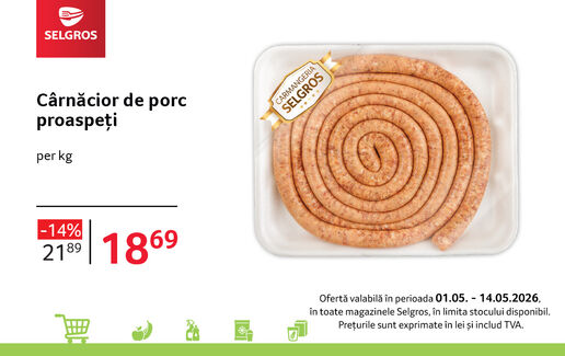 Cârnăciori de porc proaspeți