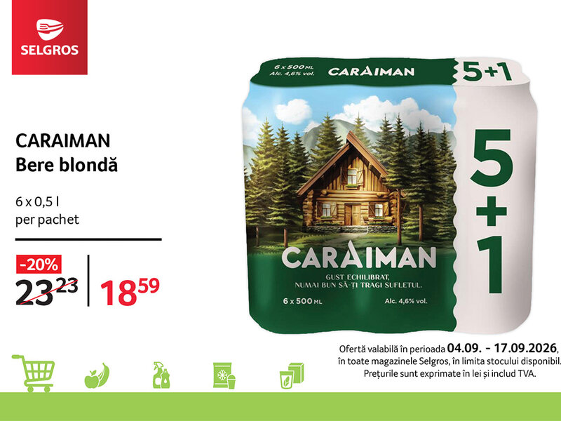 Ofertă Caraiman bere blondă - Selgros