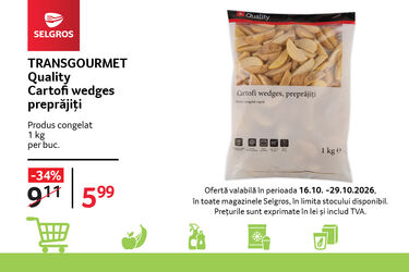 Cartofi wedges prepăjiți Transgourmet