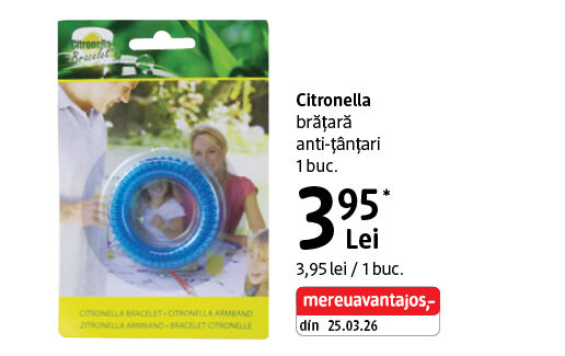 Citronella brățară anti-țânțari
