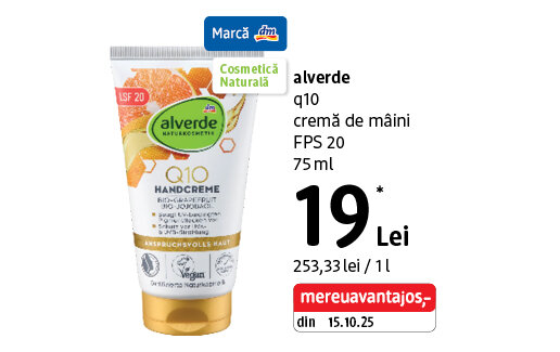 Ofertă Cremă de mâini alverde Q10 FPS 20 - dm