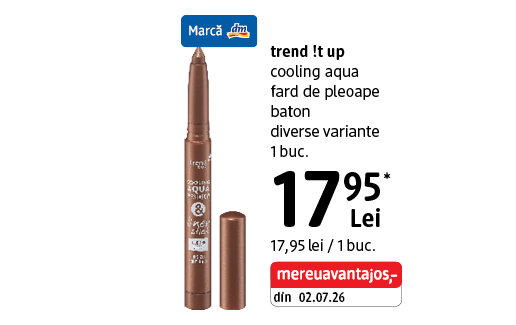 Ofertă Fard de pleoape baton trend !t up Cooling Aqua - dm