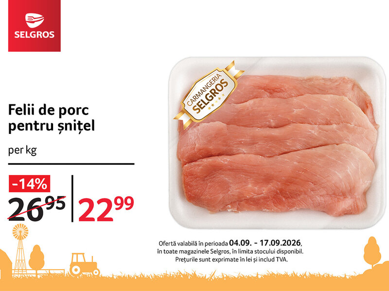 Ofertă Felii de porc pentru șnițel - Selgros