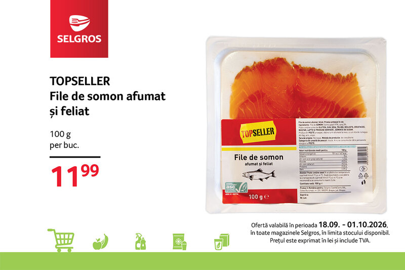 Ofertă File de somon afumat TOPSELLER - Selgros