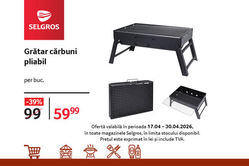 Grătar pe cărbuni pliabil