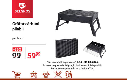 Grătar pe cărbuni pliabil