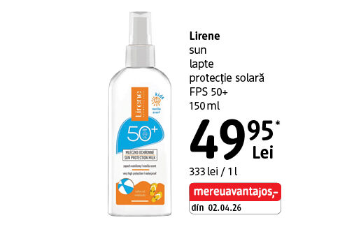 Lirene lapte protecție solară