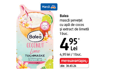 Mască șervețel Balea Coconut Lime