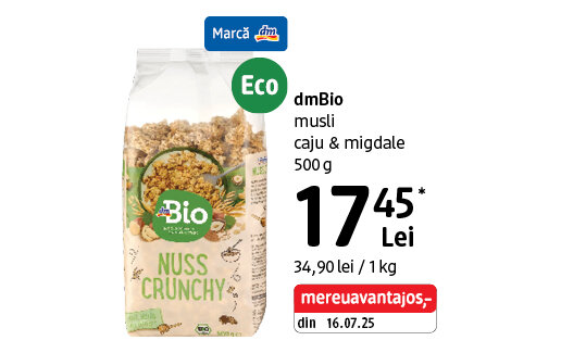 Ofertă Musli cu caju și migdale dmBio - dm