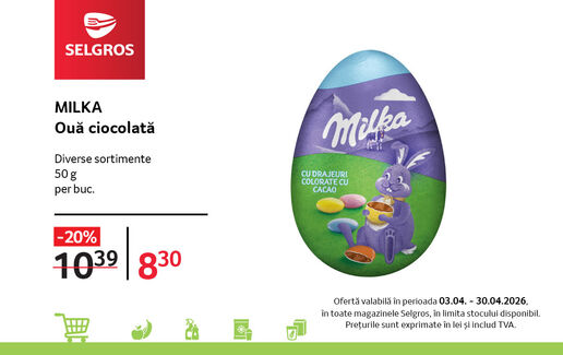 Ouă de ciocolată Milka