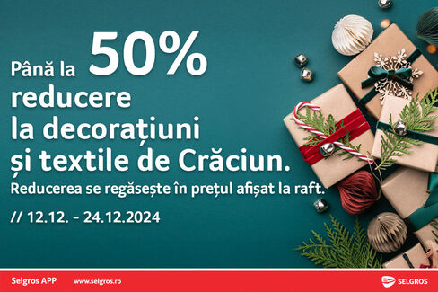 Până la 50% reducere la decorațiuni și textile de Crăciun