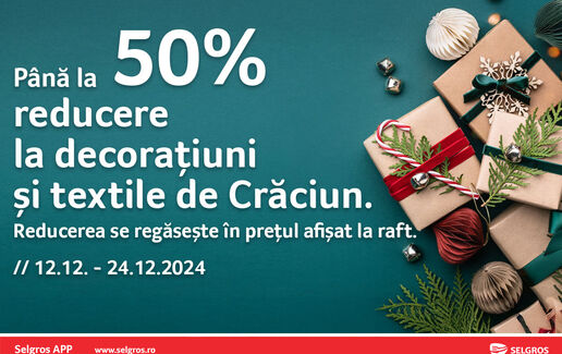 Până la 50% reducere la decorațiuni și textile de Crăciun