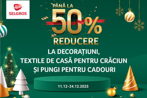 Până la 50% reducere la decorațiuni și textile de Crăciun
