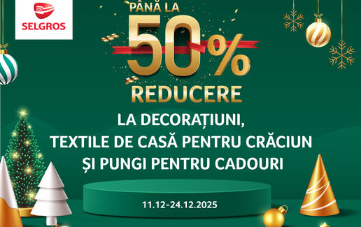 Până la 50% reducere la decorațiuni și textile de Crăciun