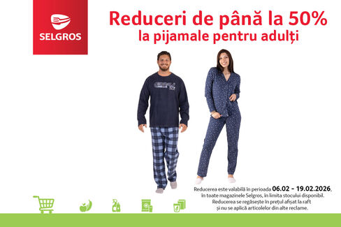 Până la 50% reducere la pijamale adulți