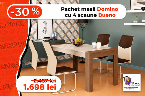 Pachet masă Domino cu 4 scaune Bueno