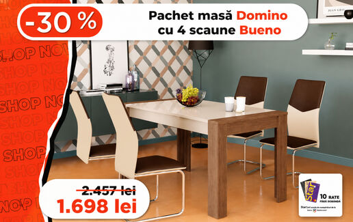 Pachet masă Domino cu 4 scaune Bueno