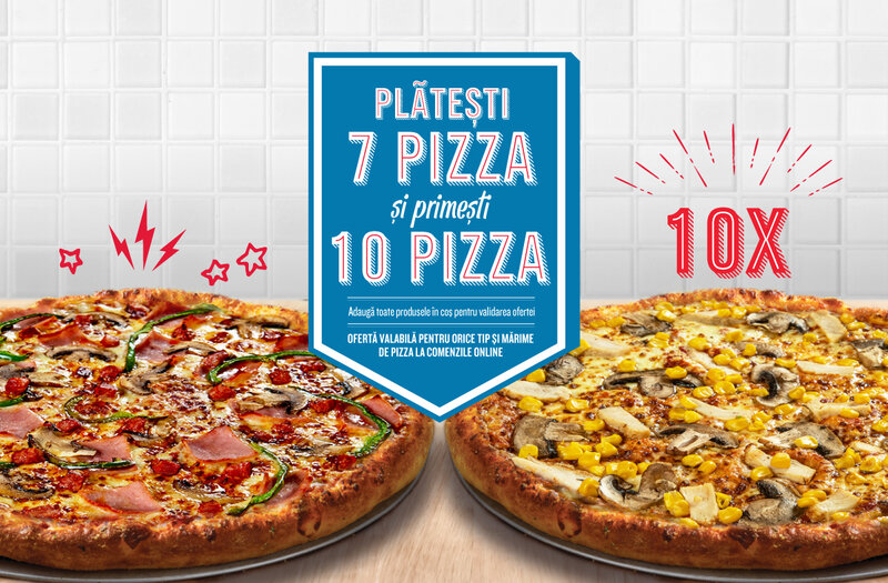 Ofertă Platești 7 pizza și primești 10 - Domino's Pizza