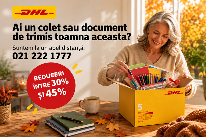 Ofertă Reduceri între 30% și 45% la expedierile internaționale - DHL