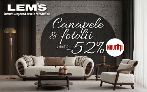 Reduceri de până la -52% la canapele și fotolii