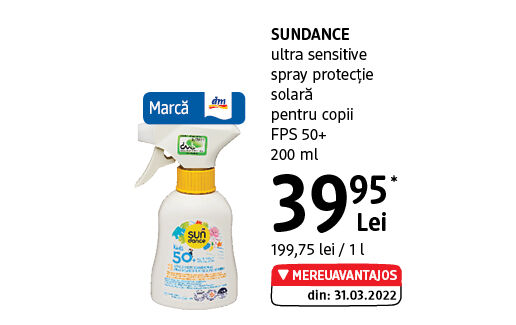 SUNDANCE spray protecție solară copii