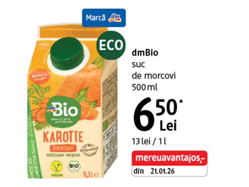 Ofertă Suc de morcovi dmBio - dm