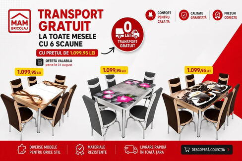 Transport gratuit la mesele cu 6 scaune