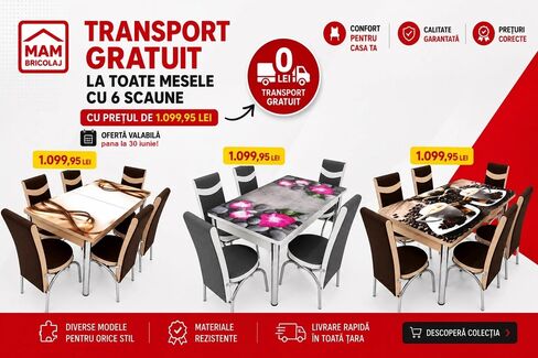 Transport gratuit la mesele cu 6 scaune