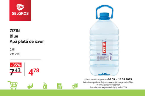 ZIZIN Blue apă plată de izvor 5L