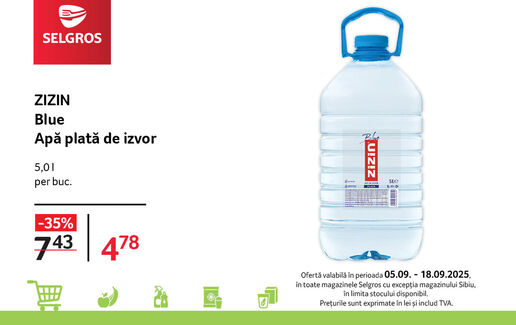 ZIZIN Blue apă plată de izvor 5L