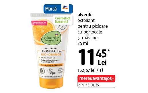 alverde exfoliant pentru picioare